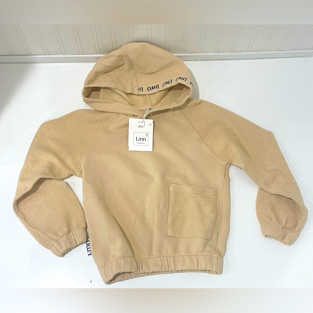 Lmn3 cream colored hoodie sweatshirt size 6y brand new with tags